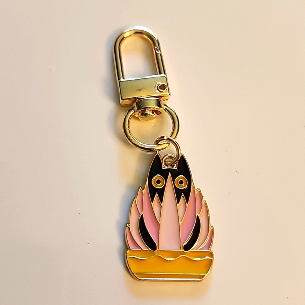 Mischievous CAT  ZIPPER Pull purse charm   Charm bracelet Lobster claw EO